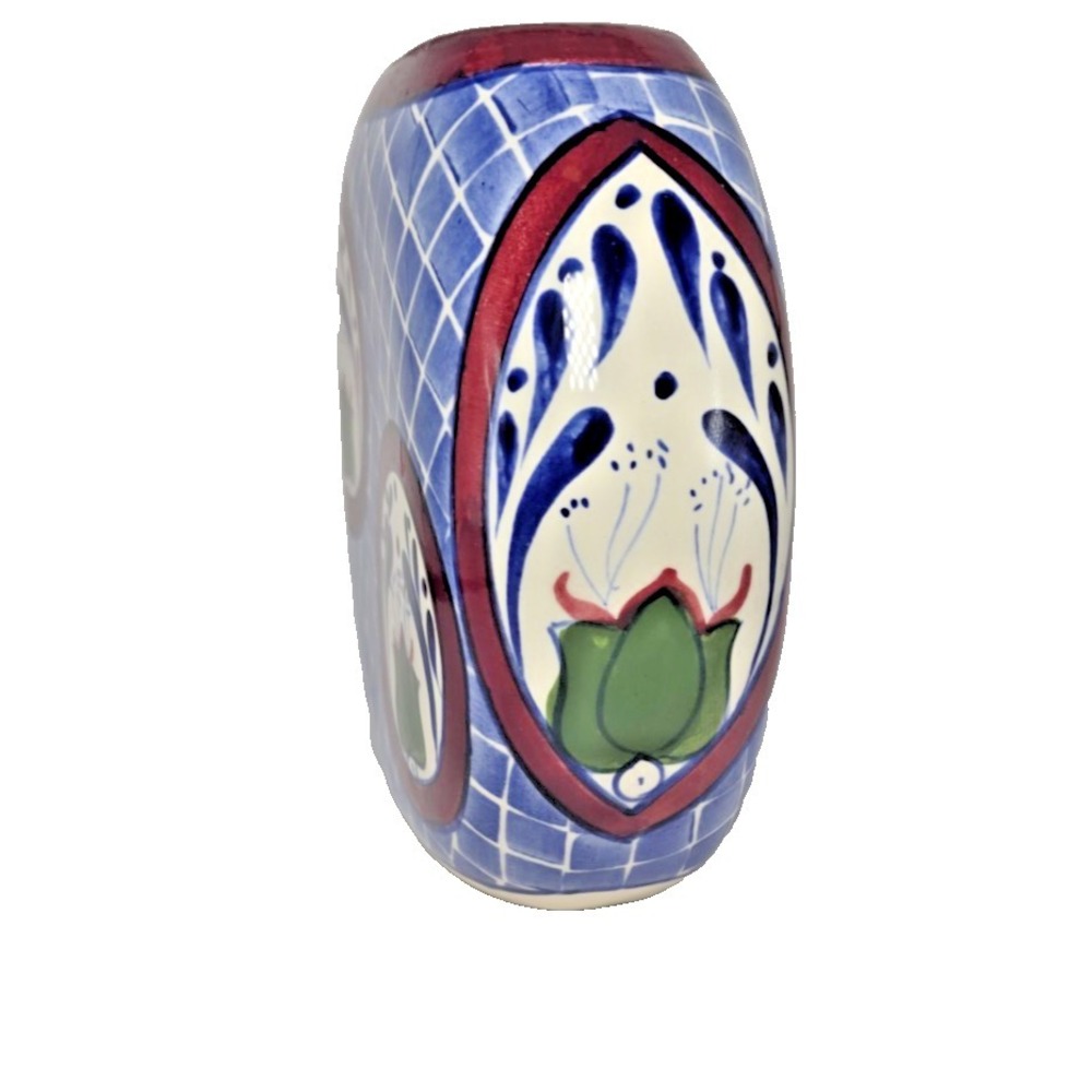Signed Talavera Ceramic Vase Hand Painted Mexican Folk Art Floral Pottery 6" - Picture 5 of 7